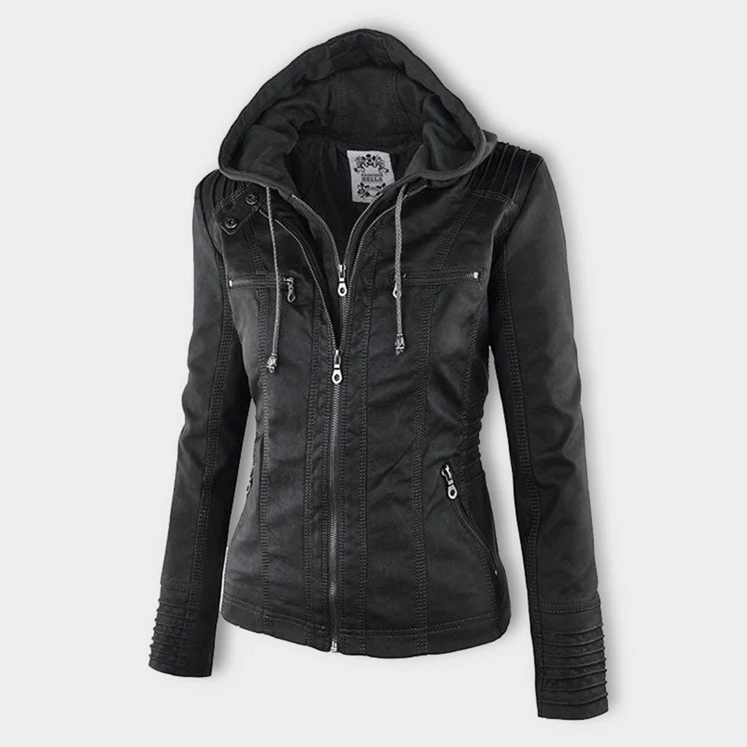 Mia | Leather Jacket with Hood