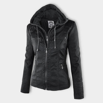 Mia | Leather Jacket with Hood