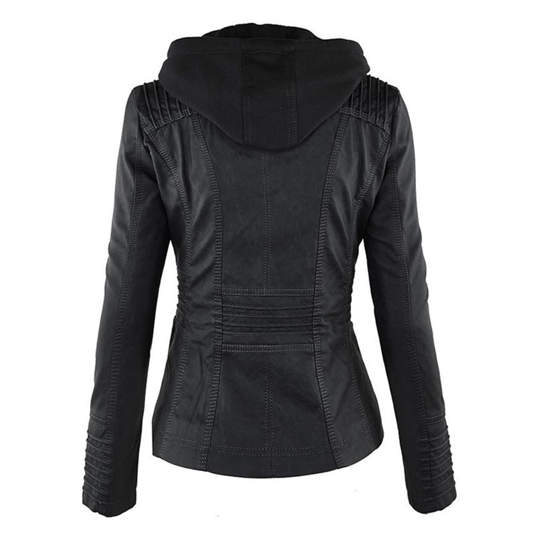 Mia | Leather Jacket with Hood