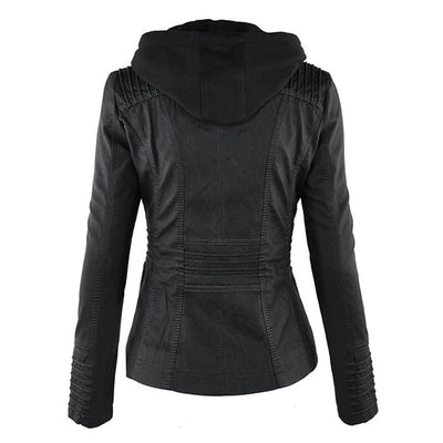 Mia | Leather Jacket with Hood