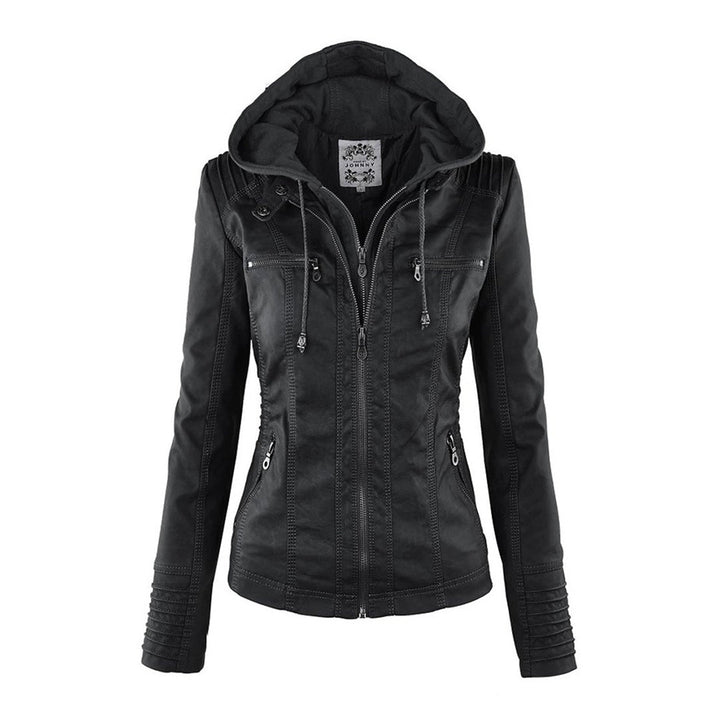 Mia | Leather Jacket with Hood