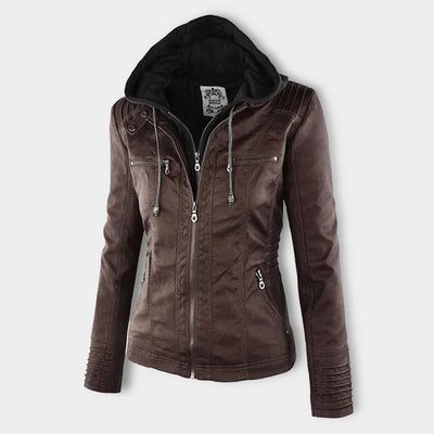 Mia | Leather Jacket with Hood