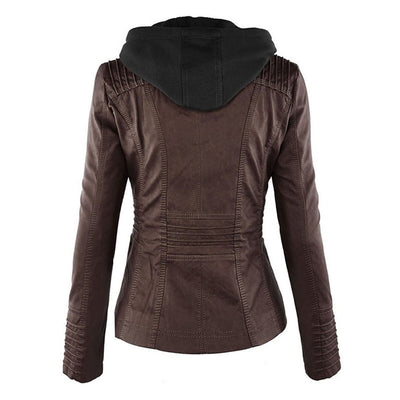 Mia | Leather Jacket with Hood