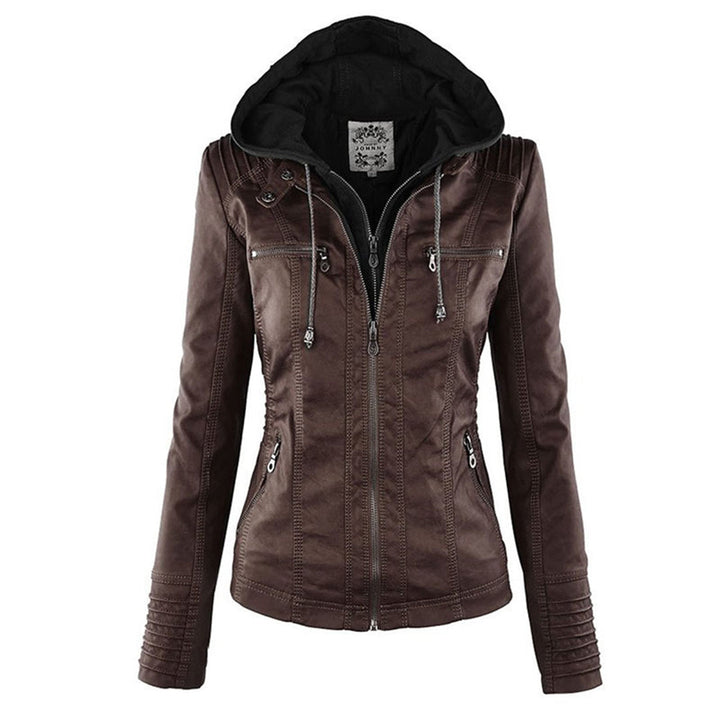 Mia | Leather Jacket with Hood