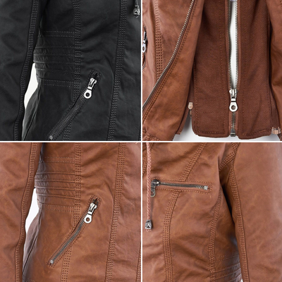 Mia | Leather Jacket with Hood