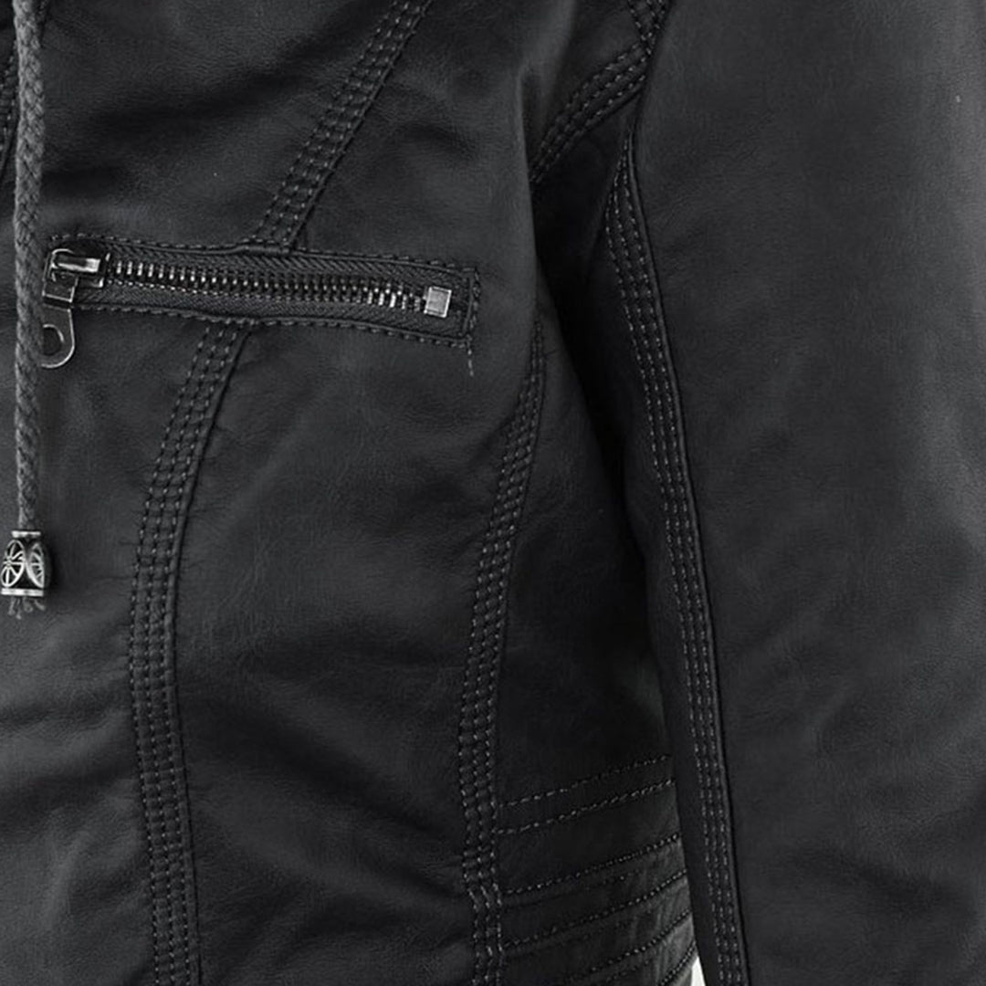 Mia | Leather Jacket with Hood