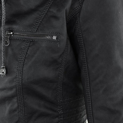 Mia | Leather Jacket with Hood