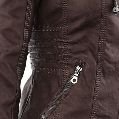 Mia | Leather Jacket with Hood