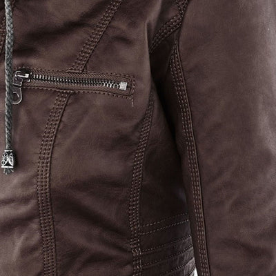 Mia | Leather Jacket with Hood