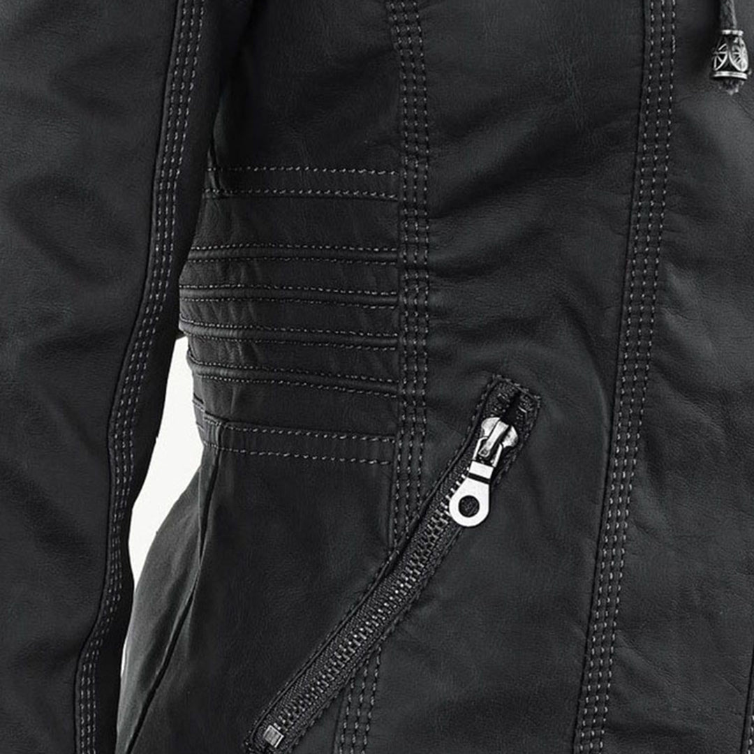 Mia | Leather Jacket with Hood