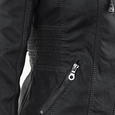 Mia | Leather Jacket with Hood