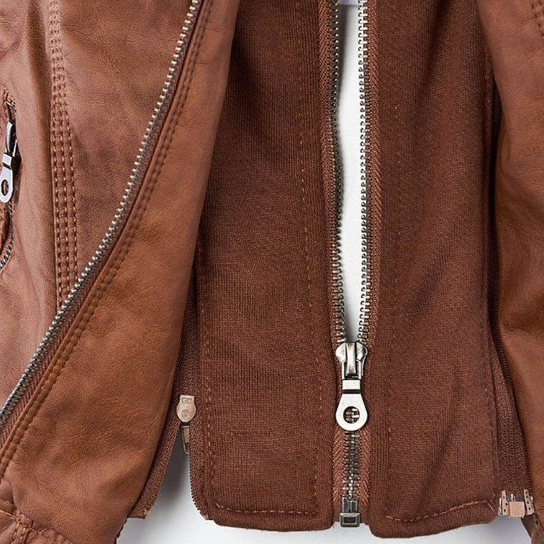 Mia | Leather Jacket with Hood