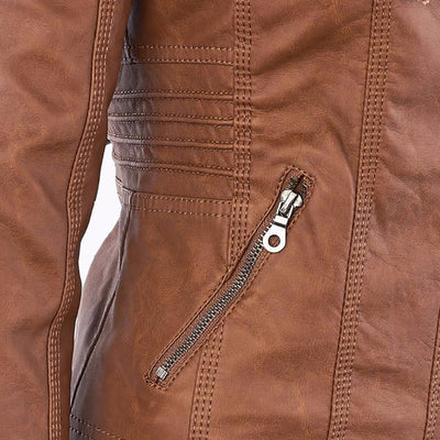 Mia | Leather Jacket with Hood
