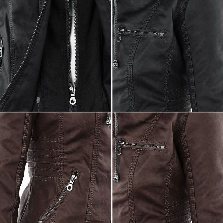 Mia | Leather Jacket with Hood