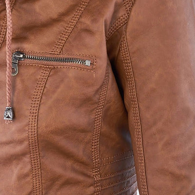 Mia | Leather Jacket with Hood