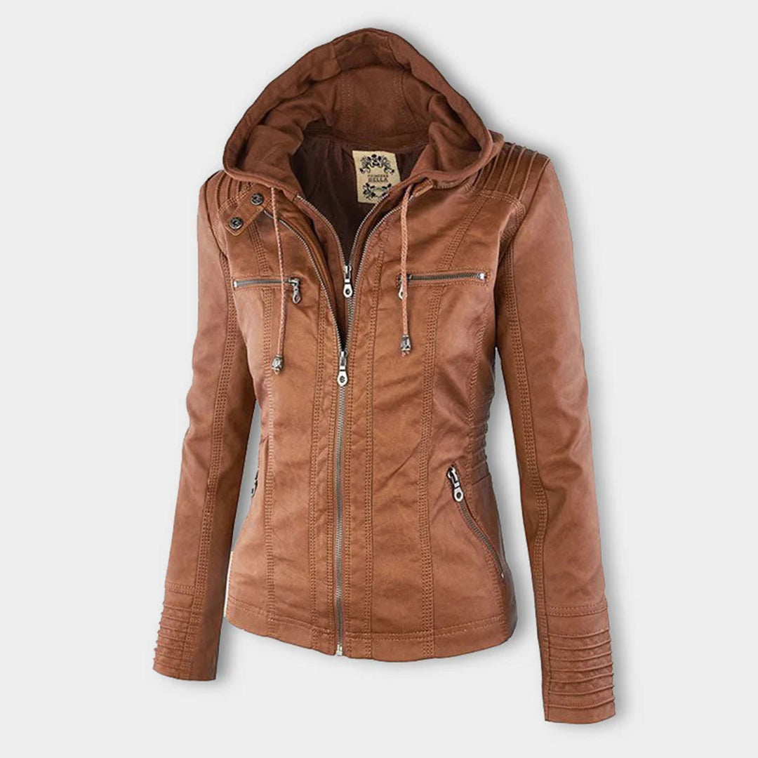 Mia | Leather Jacket with Hood