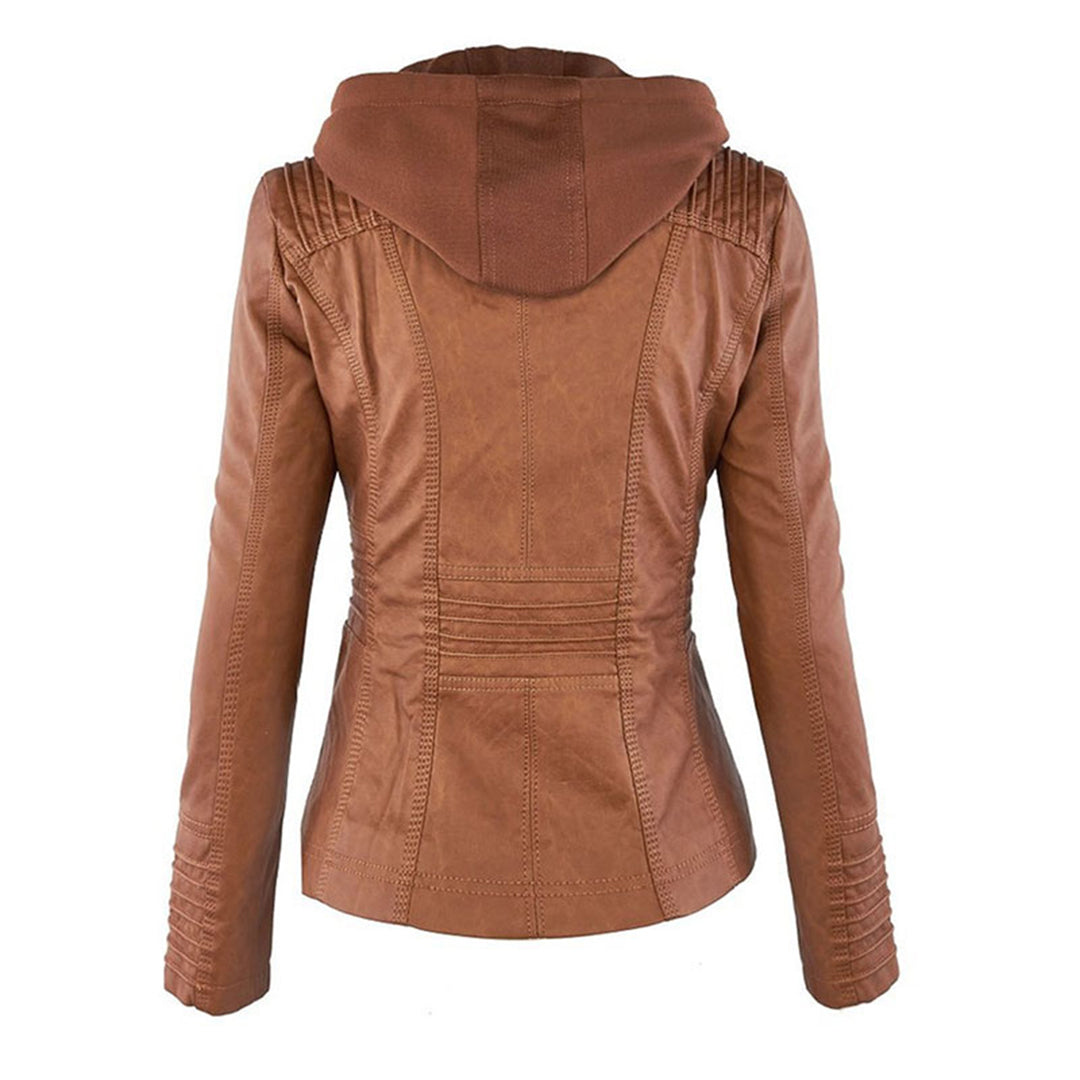 Mia | Leather Jacket with Hood